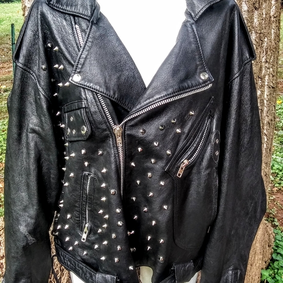 COPY - CANADIAN COS NOVA M  L-XL VINTAGE MOTO JACKET SPIKED STUDDED - Picture 1 of 8